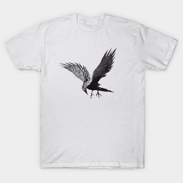 Crow Abstract Art T-Shirt by Dual Rogue